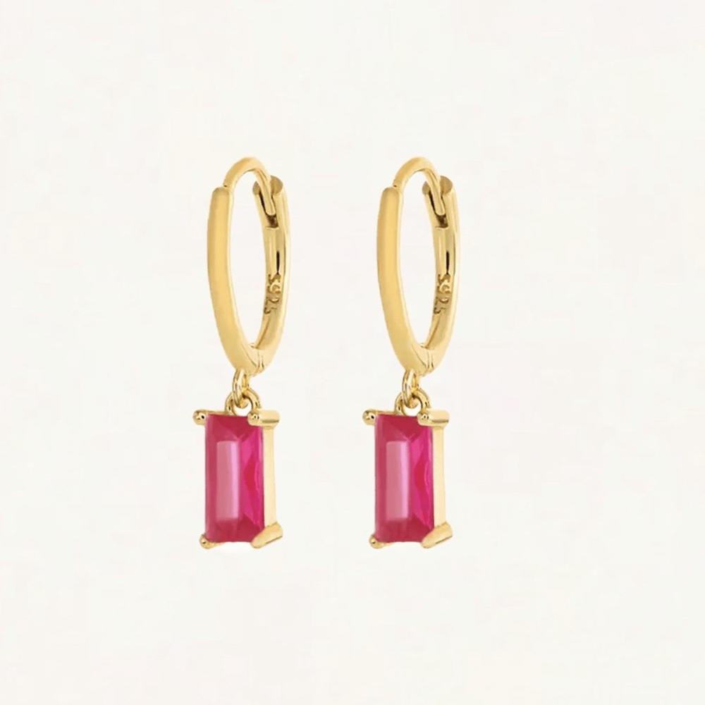 Handmade - Synthetic Tourmaline huggie earrings - 925 silver|Gold plated
